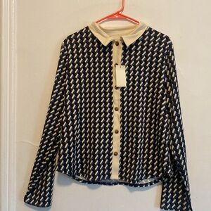 Melloday blue navy blouse